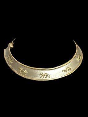 Gold Tone Elephant Motif Collar Necklace - Women Jewelry